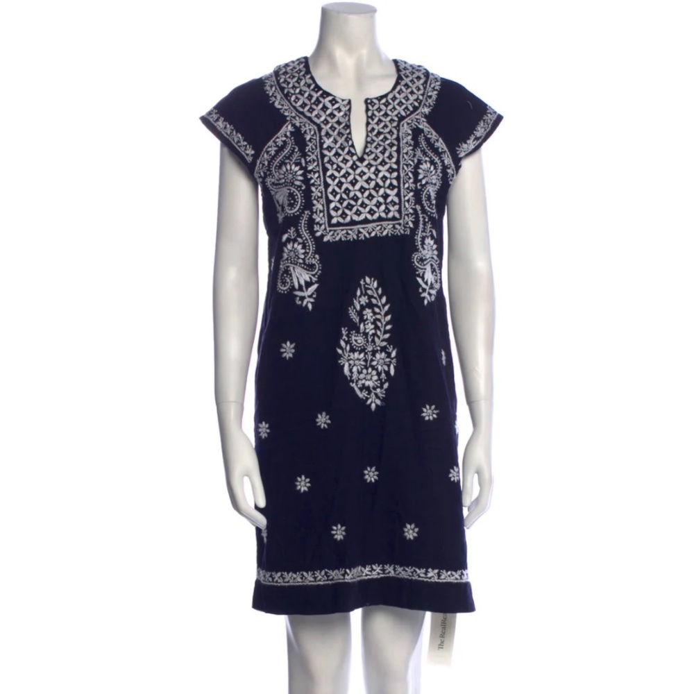 roller rabbit printed mini blue dress
